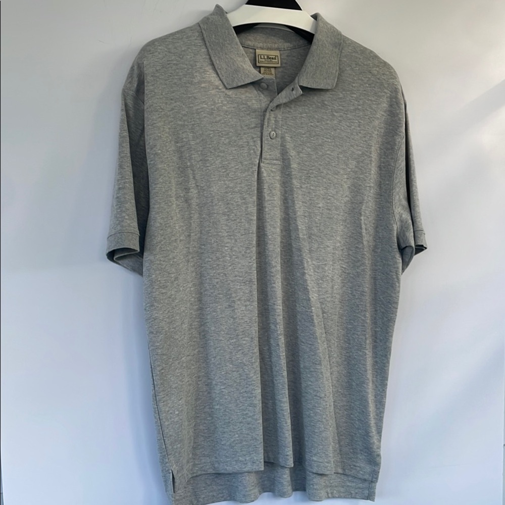 L.L. Bean Men’s Heather Gray Polo Shirt Regular Classic Fit Large Pima Cotton